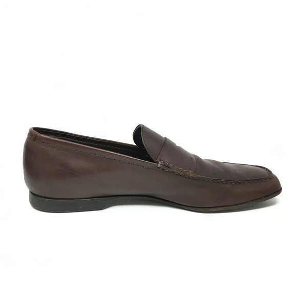 Men\'s Prada Slip On Penny Loafers Dress Shoes Size 8 UK/9 US Brown Leather
